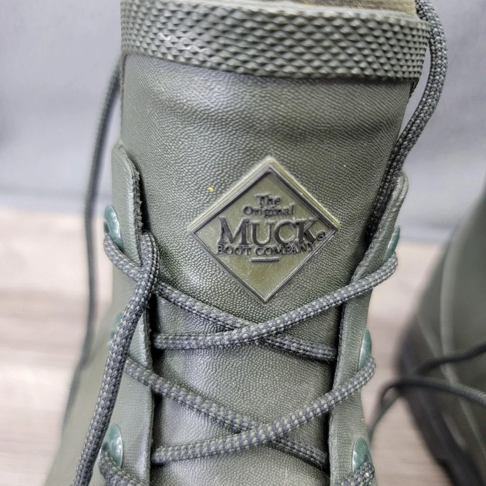Muck Boot Company Boots Mens Size 9 Green Waterproof Rubber Lace Up Ankle Rain
